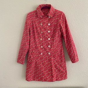 Farm RIO Colorful Print Mid- Length Trench Coat SZ S-M